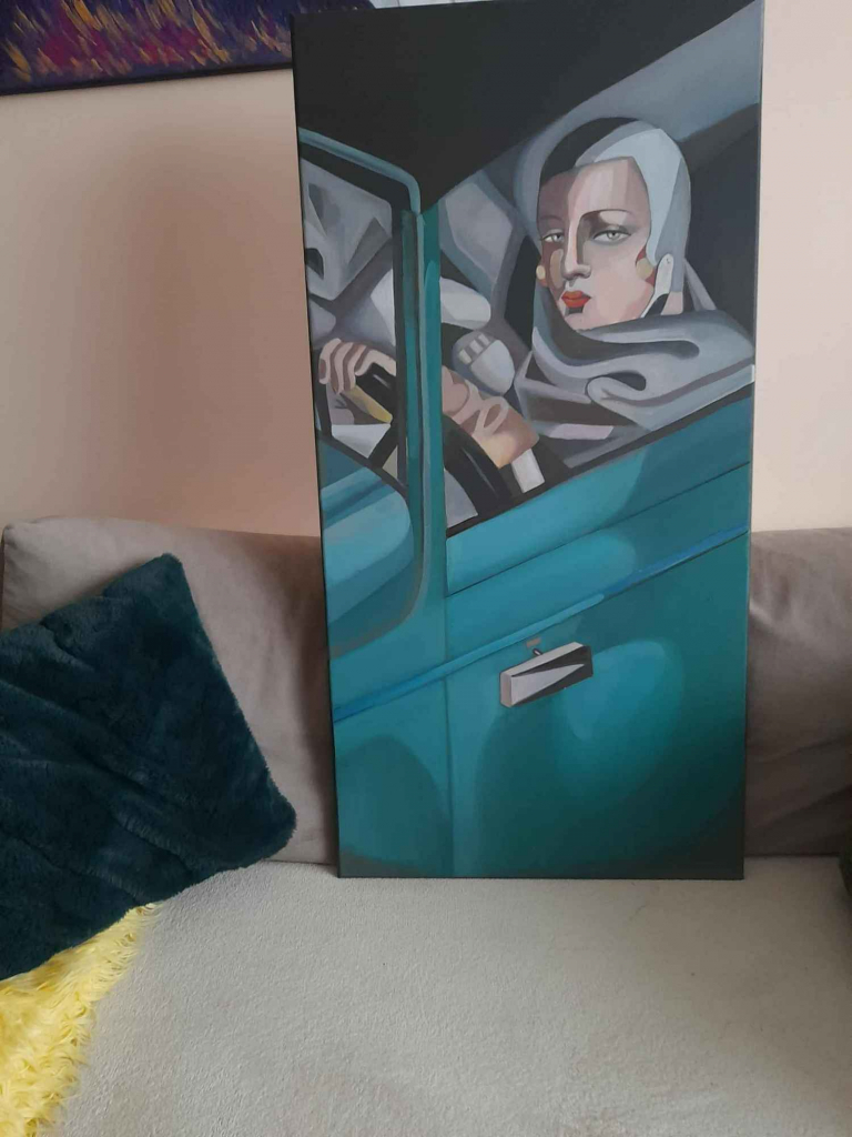 Kobieta w zielonym bugatti - 100 na 50 cm Rembertów - zdjęcie 1