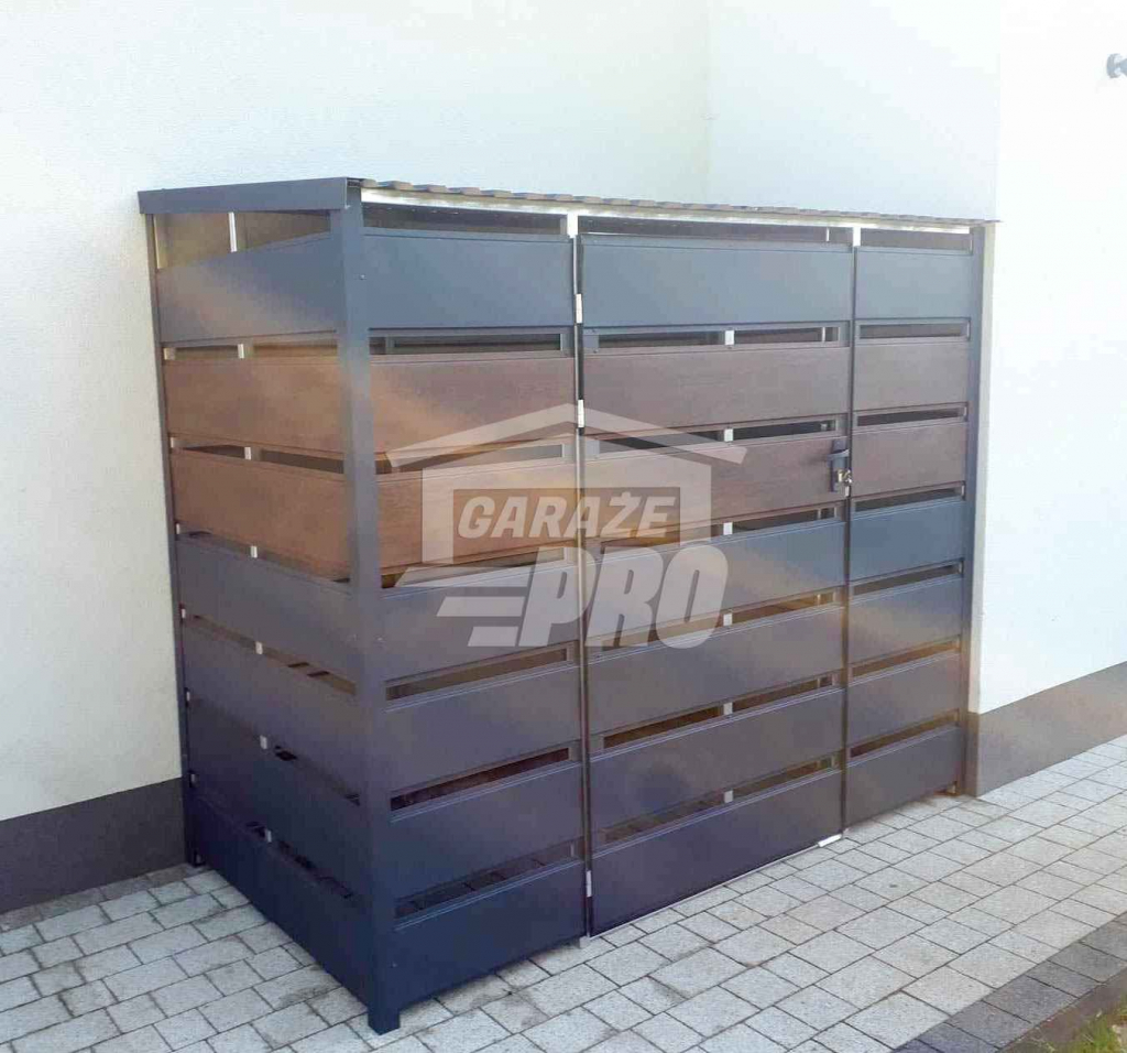 Wiata śmietnikowa spad tył 3x0,7m antracyt + drewnopodobny GP288 Gdynia - zdjęcie 2