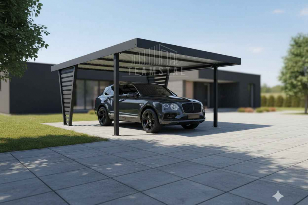 Carport V PREMIUM 4,5x4,5m Wypełnienie panelami Wiata TS1253 Drawsko Pomorskie - zdjęcie 4