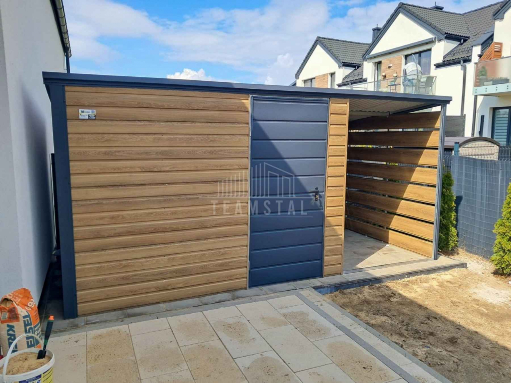 Schowek domek ogrodowy 3x2m + wiata 1,5m drzwi dach TS1084 Leszno - zdjęcie 2