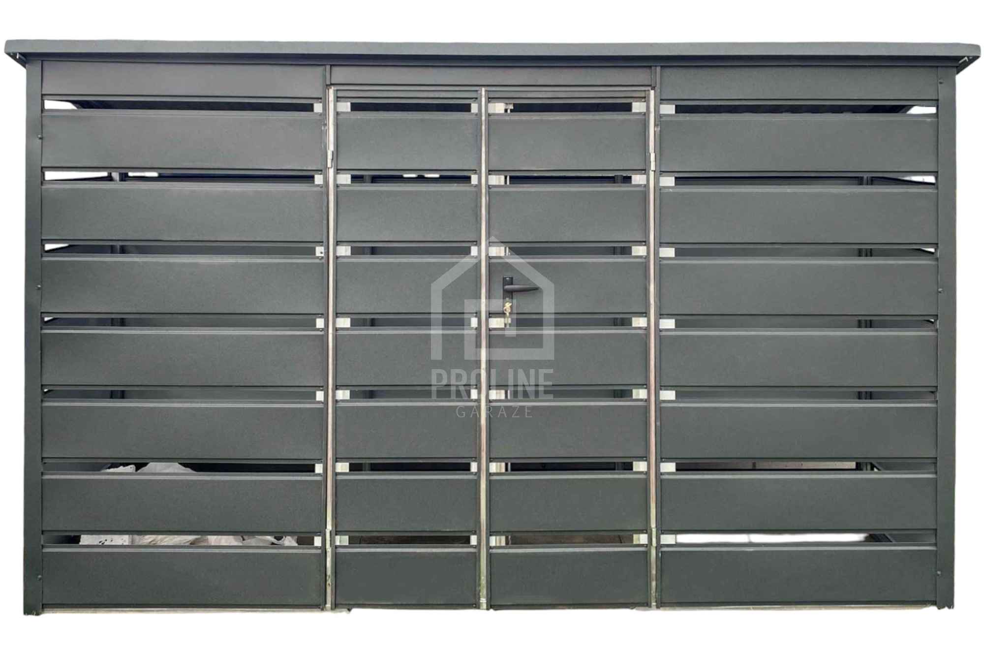 Wiata śmietnikowa dach prosty 4x0,6m 2x furtka - Antracyt PLG126 Opole - zdjęcie 1