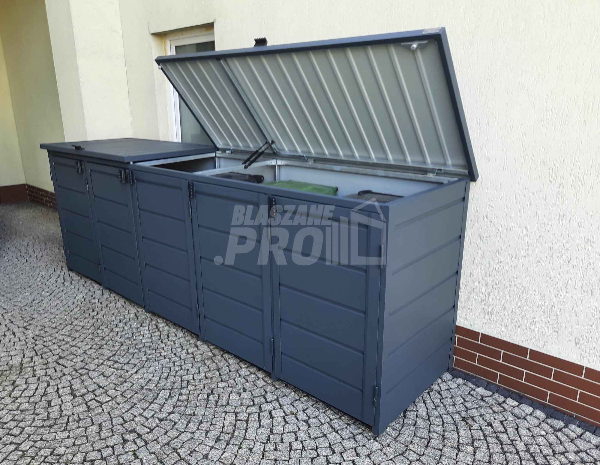 Zabudowa koszy na śmieci wiata śmietnikowa 345x80x120 cm 5x240L GP332 Cieszyn - zdjęcie 4