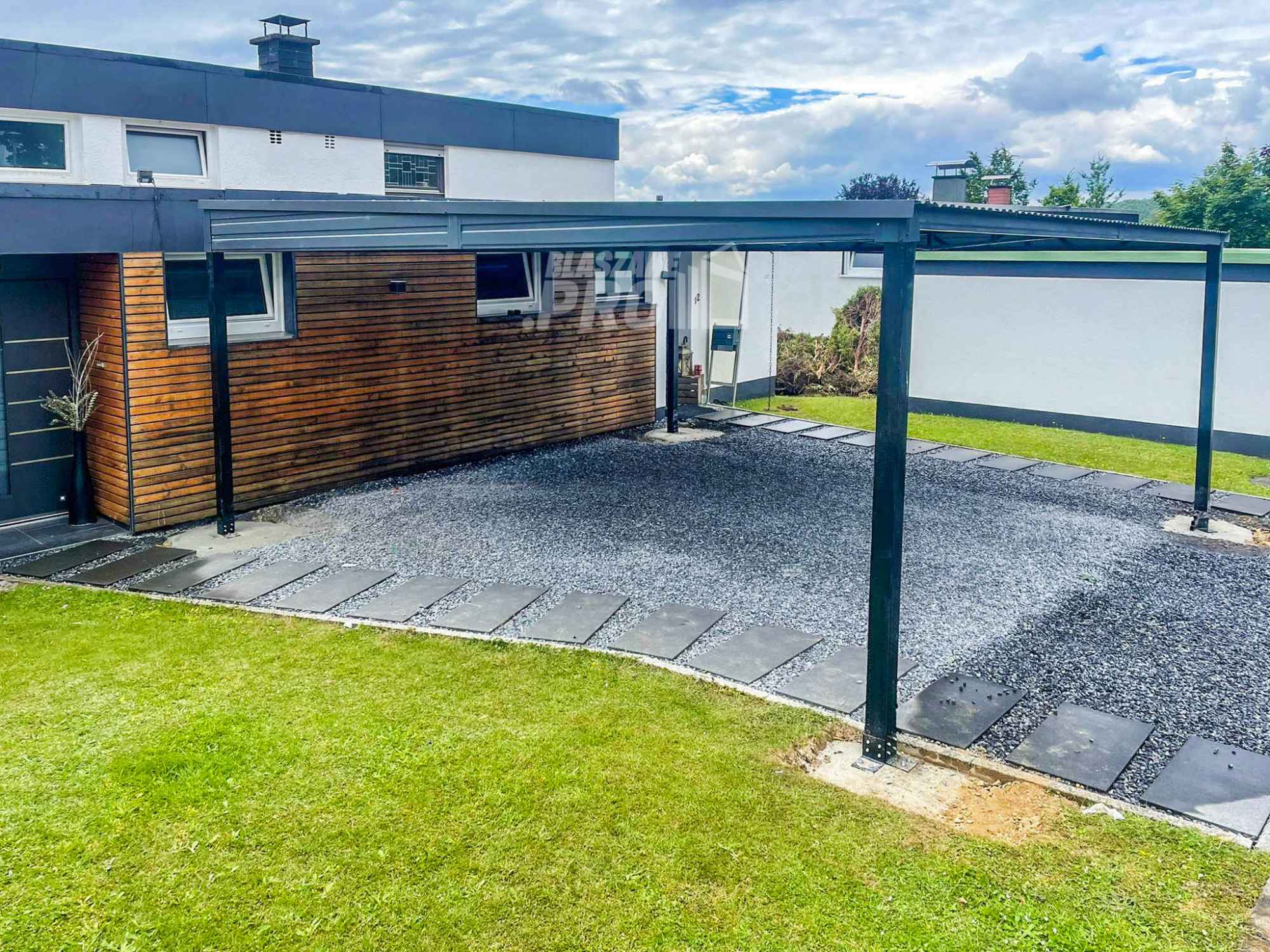 Carport - Wiata samochodowa 6x6m - Antracyt - Dach spad w Przód GP381 Leszno - zdjęcie 6