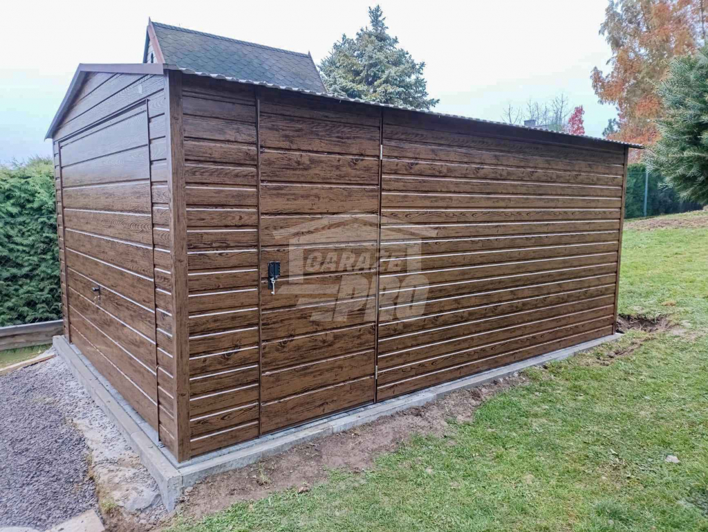 Garaż blaszany 4x6m Brama uchylna drzwi okno drewnopodobny dach GP446 Sopot - zdjęcie 5