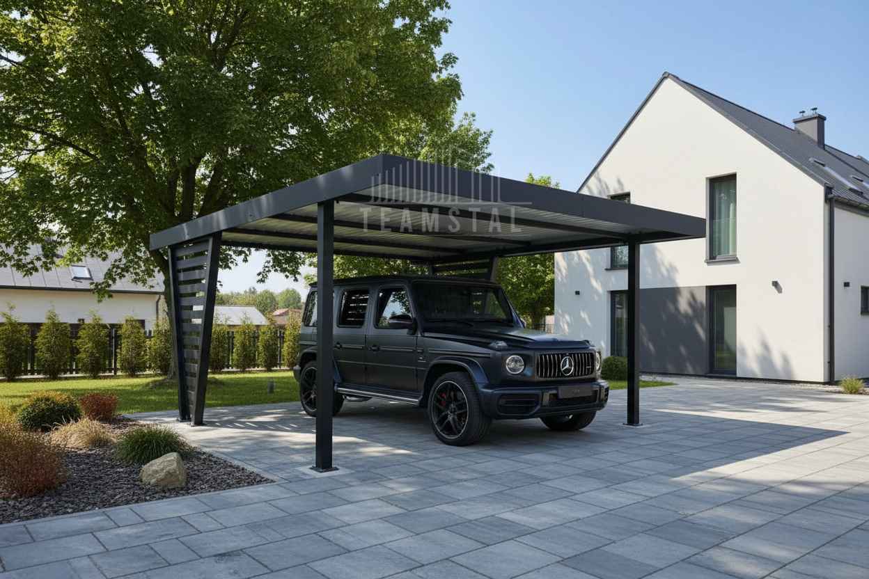 Carport V PREMIUM 4,8x5m Wypełnienie panelami Wiata samochodowa TS1258 Koszalin - zdjęcie 7