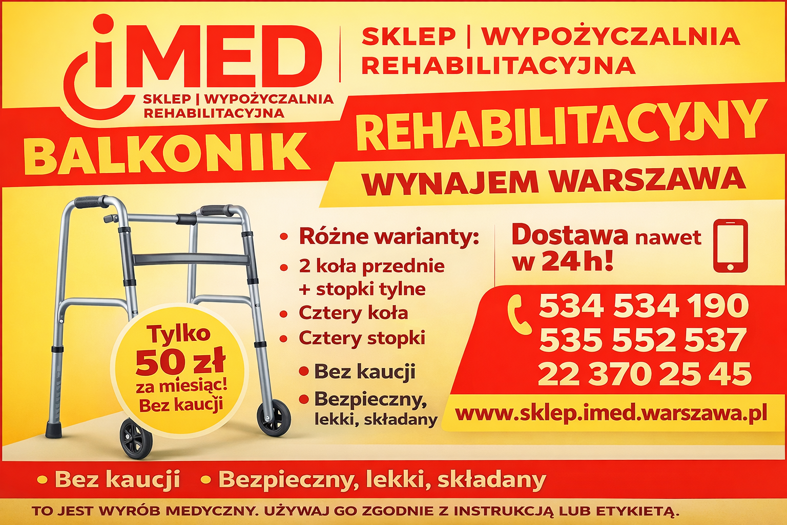 Balkonik rehabilitacyjny wynajem Warszawa IMED Bemowo - zdjęcie 1