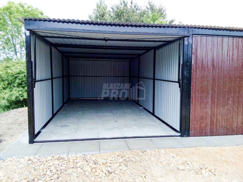 Garaż blaszany 18x5 Brama uchylna Ciemny brąz  Dach spad w tył GP166 Koszalin - zdjęcie 8