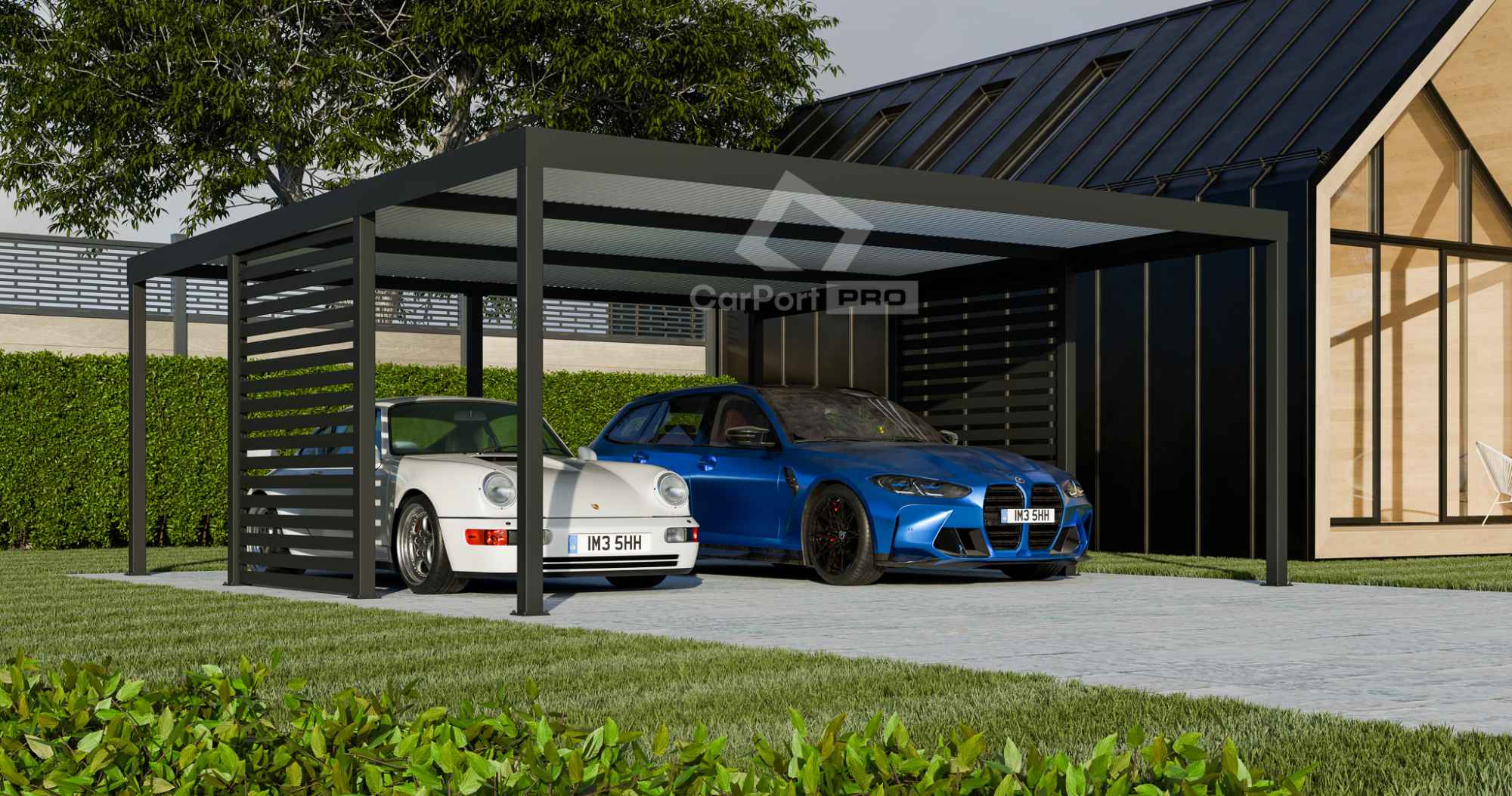 CarPort PREMIUM - wiata samochodowa 6x5 - antracyt - zabudowa  CP108 Szczecinek - zdjęcie 6