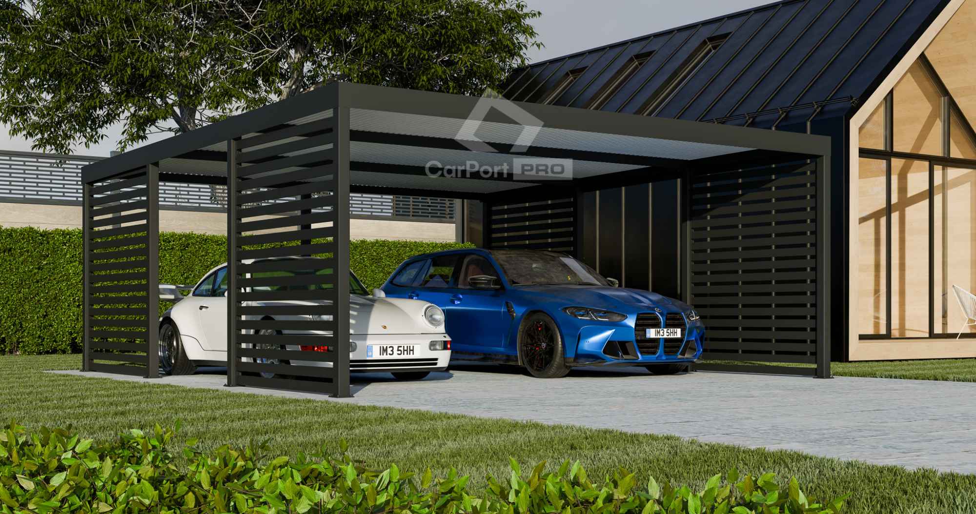 CarPort PREMIUM - wiata samochodowa 6x5,5 - antracyt - zabudowa  CP111 Busko-Zdrój - zdjęcie 7