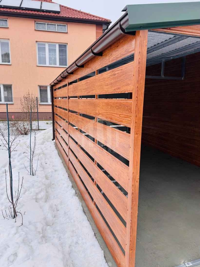 Garaż blaszany 6x6 + wiata 3m 2x brama uchylna drzwi rynna dach SO192 Miastko - zdjęcie 2