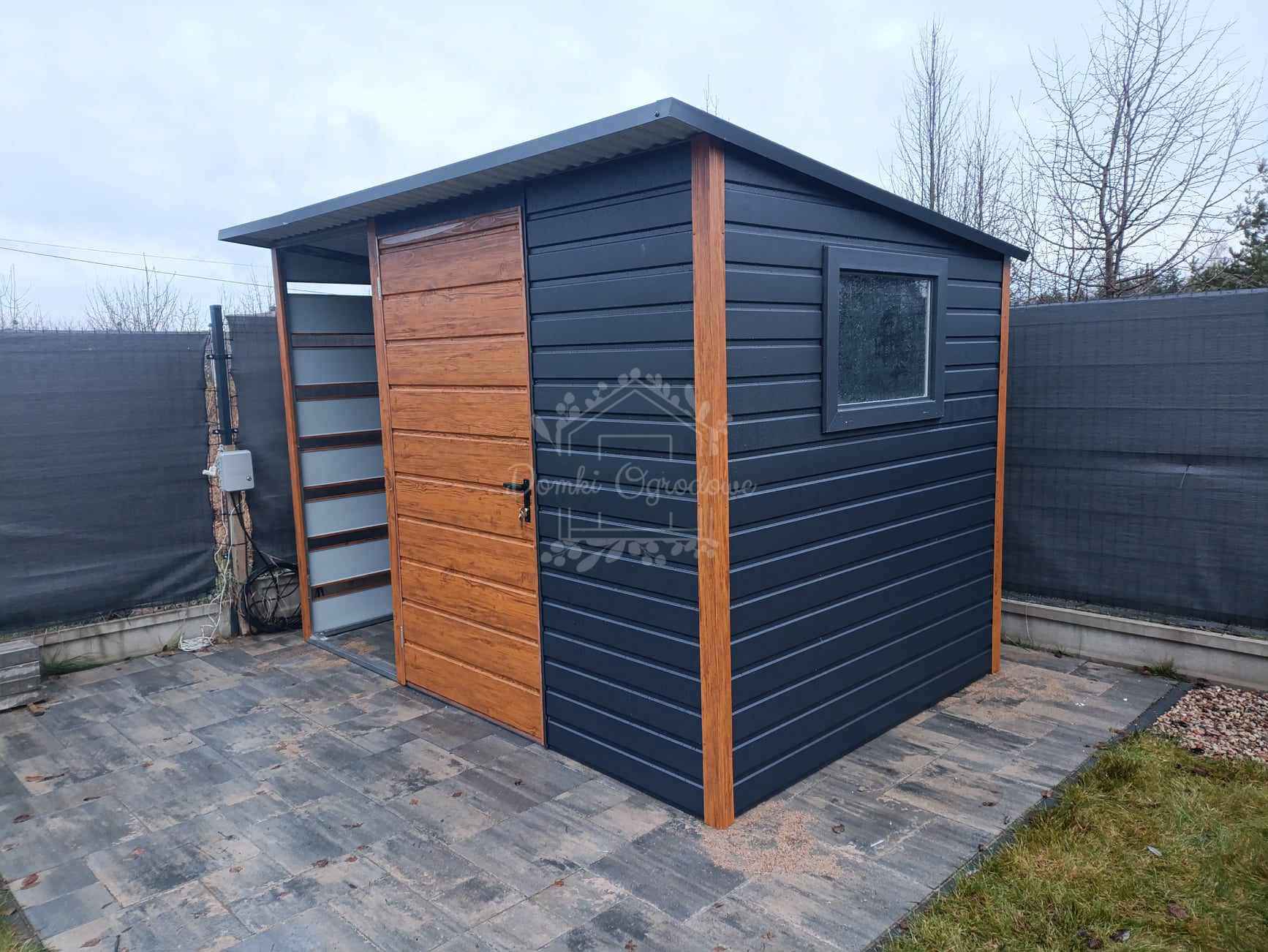Schowek - domek ogrodowy 2x2m + wiata 1m okno - antracyt  ID895 Elbląg - zdjęcie 4