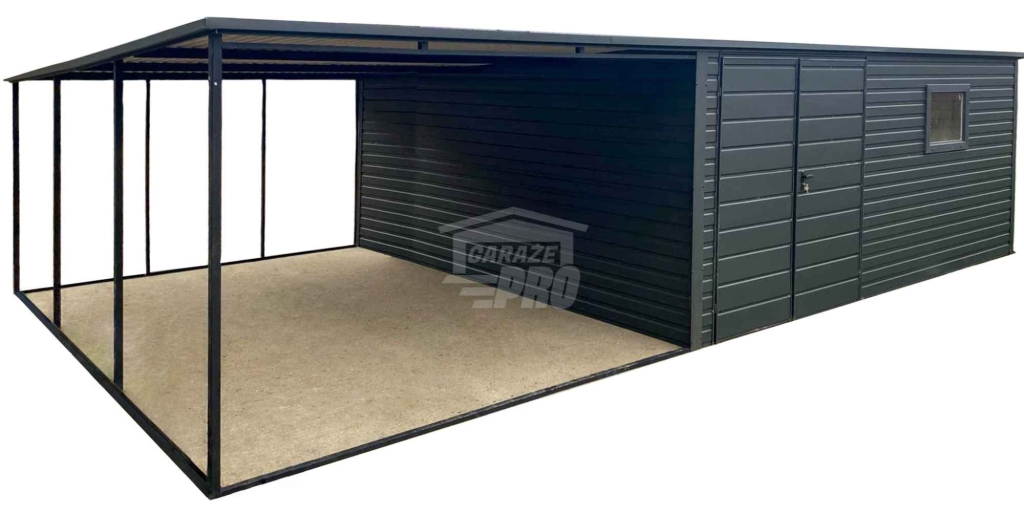 Garaż Blaszany 5x4m + Wiata 4m - Brama dwuskrzydłowa Okno  dach GP665 Rawa Mazowiecka - zdjęcie 1