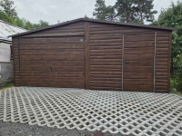 Garaż blaszany dwustanowiskowy 6×6 brama uchylna dwuspadowy, PRODUCENT