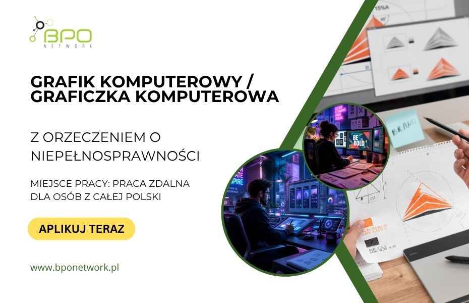 Grafik komputerowy (K/M) z orzeczeniem praca zdalna cała Polska Bemowo - zdjęcie 1