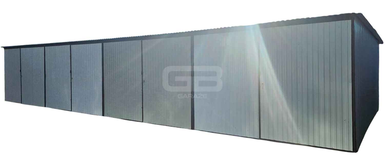 Rząd garaży 12x6m wolnostojcy - spad w tył - brama dwuskrzydłowa GB190 Legnica - zdjęcie 1