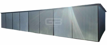Rząd garaży 12x6m wolnostojcy - spad w tył - brama dwuskrzydłowa GB190