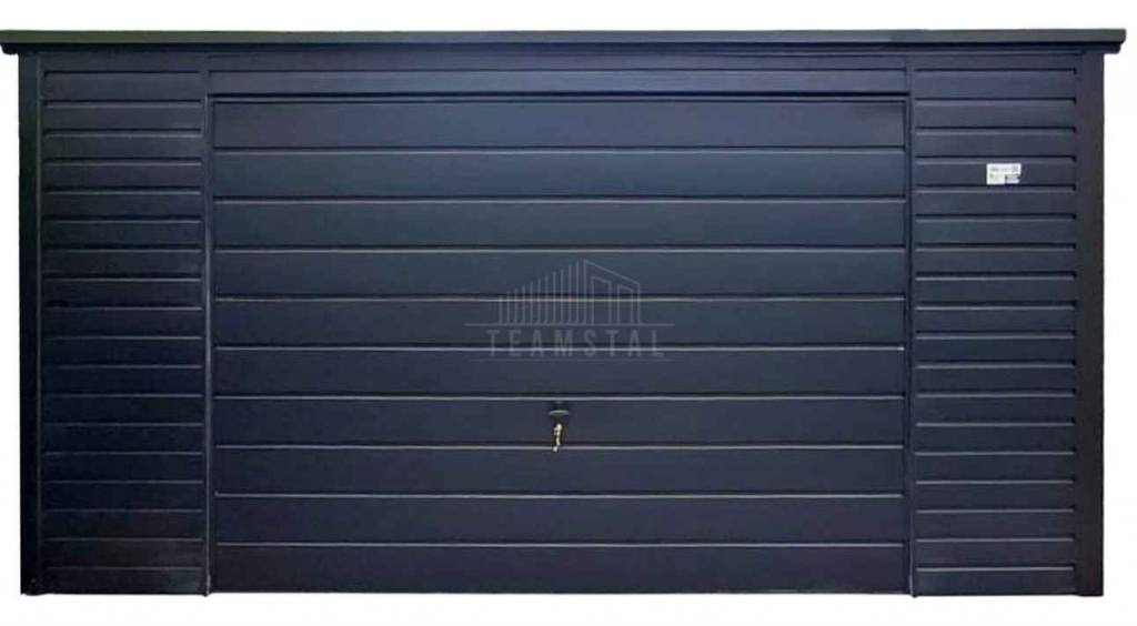 Garaż blaszany 5x6m - brama uchylna - drzwi czarny rynna dach TS1178 Police - zdjęcie 1