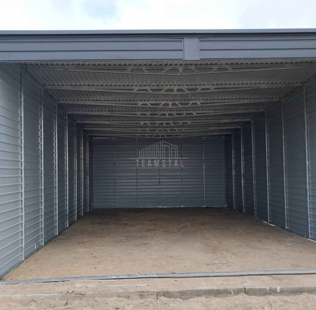 Garaż blaszany - Carport  6x8m - antracyt - dach spad w tył TS1059 Iława - zdjęcie 4