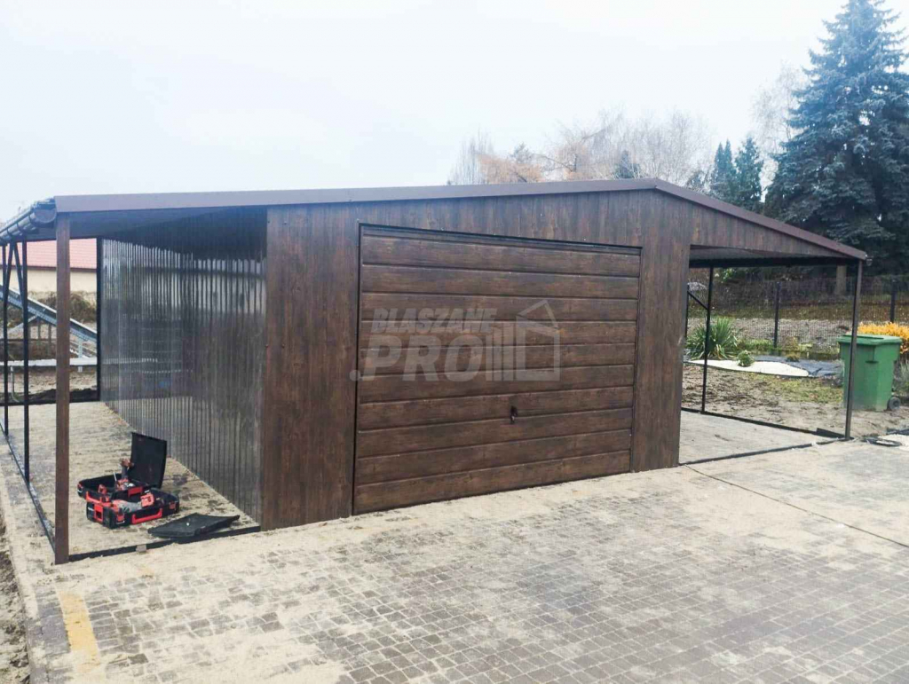 Garaż Blaszany 4x6 + 2x Wiata 4x6 Brama uchylna Blachodachówka GP253 Lubin - zdjęcie 8