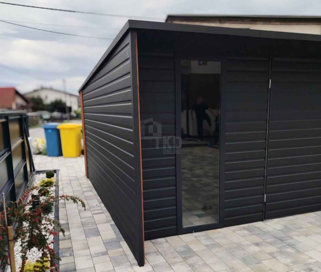 Schowek domek ogrodowy 5x4m drzwi okno dekor z lameli  rynna TKD416 Słupsk - zdjęcie 5