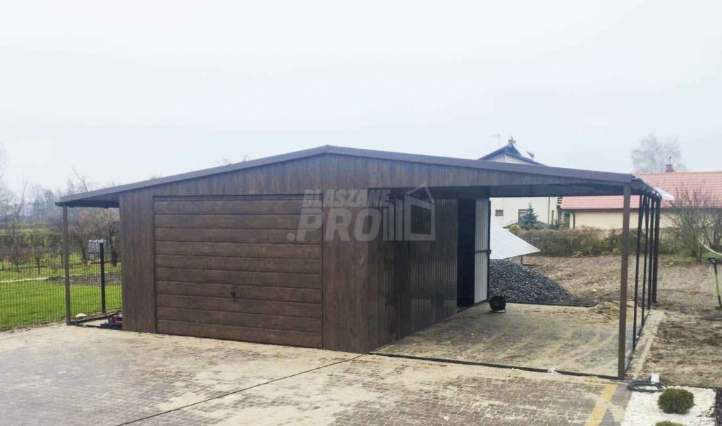 Garaż Blaszany 4x6 + 2x Wiata 4x6 Brama uchylna Blachodachówka GP253 Lubin - zdjęcie 7