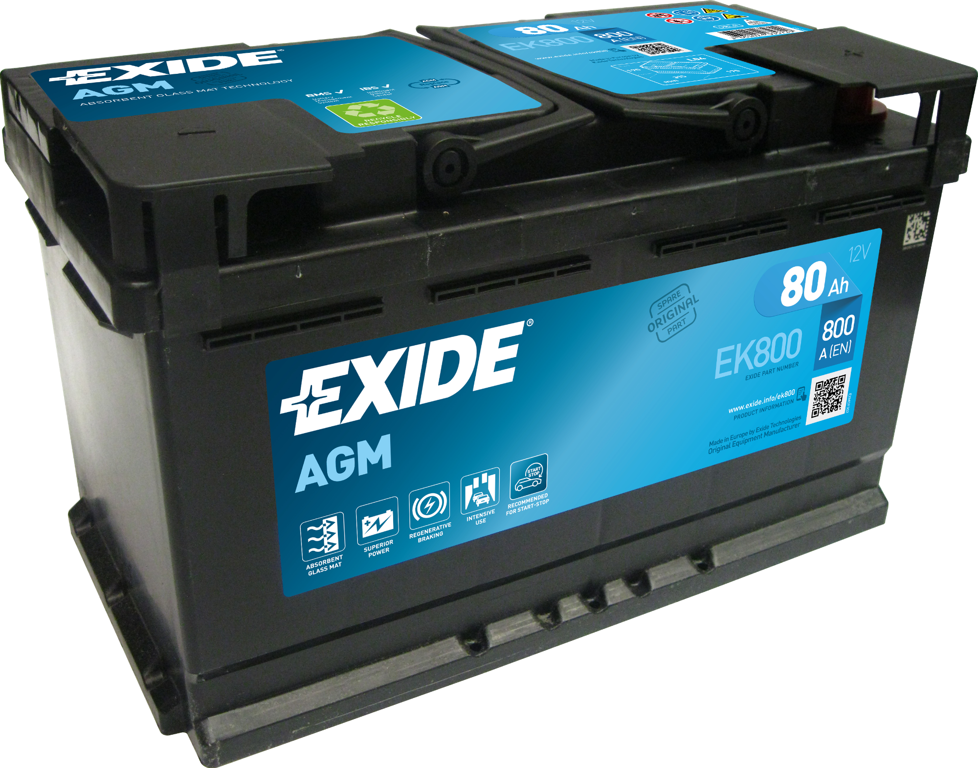 Akumulator 80Ah 800A EN Exide AGM start&amp;stop EK800 Lublin - zdjęcie 1
