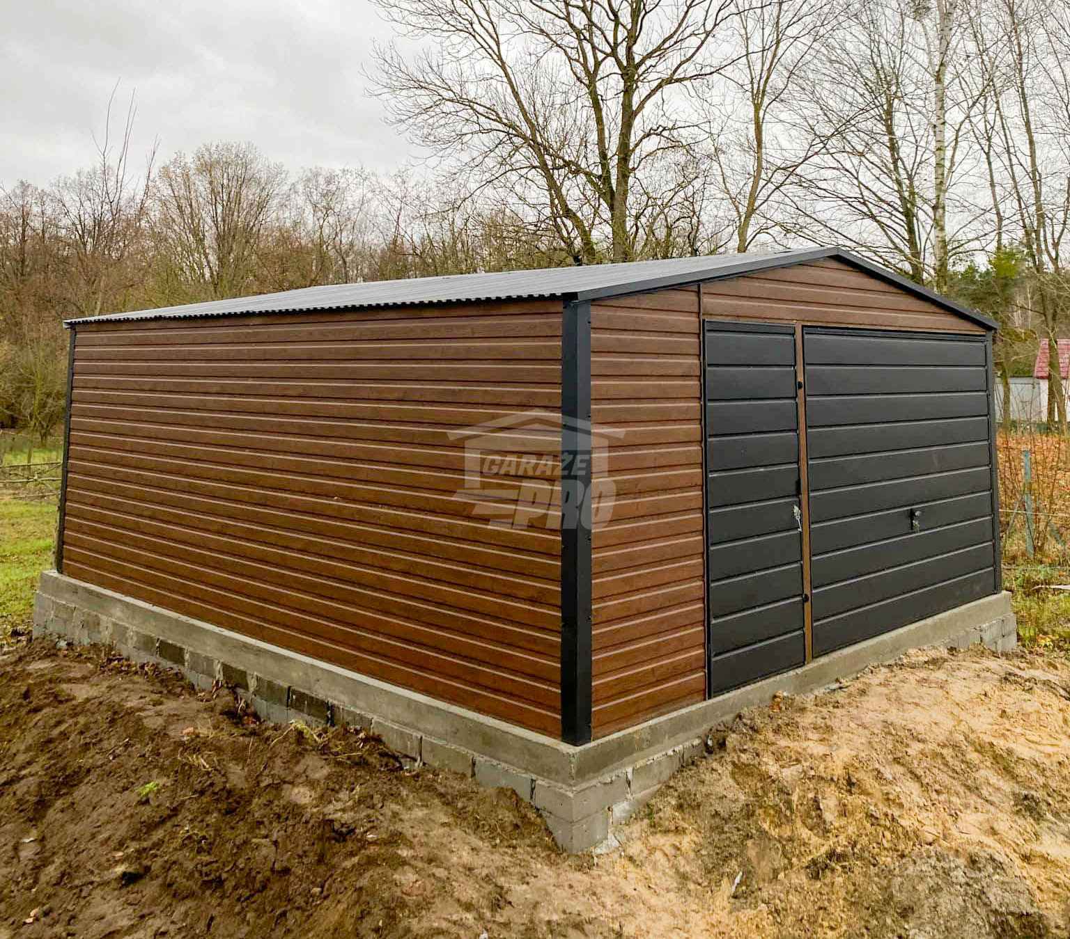 Garaż blaszany 5x6m Brama uchylna drewnopodobny dach dwuspadowy GP591 Brzesko - zdjęcie 3