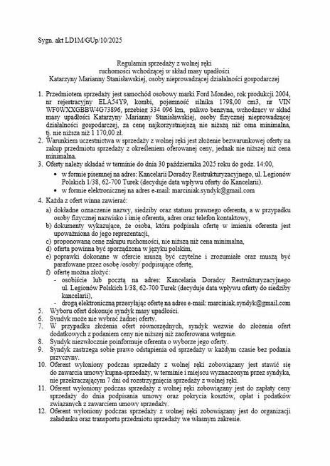 Syndyk sprzeda samochód Ford Mondeo 2004 r., nr rej. ELA54Y9 Swędzieniejewice - zdjęcie 7