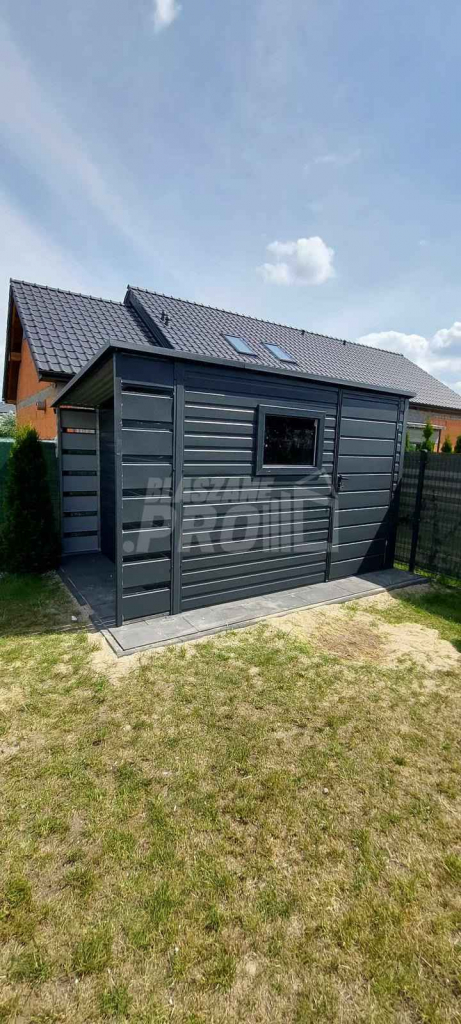 Schowek - domek ogrodowy 2,5x2,5m + wiata 0,5m  okno - antracyt GP457 Nowy Sącz - zdjęcie 4