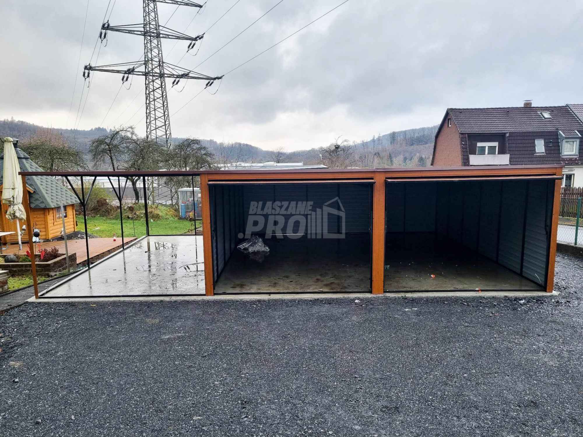 Garaż blaszany 6x6 + 3x6 wiata  Brama uchylna x2 spad w tył GP132 Nowy Sącz - zdjęcie 8
