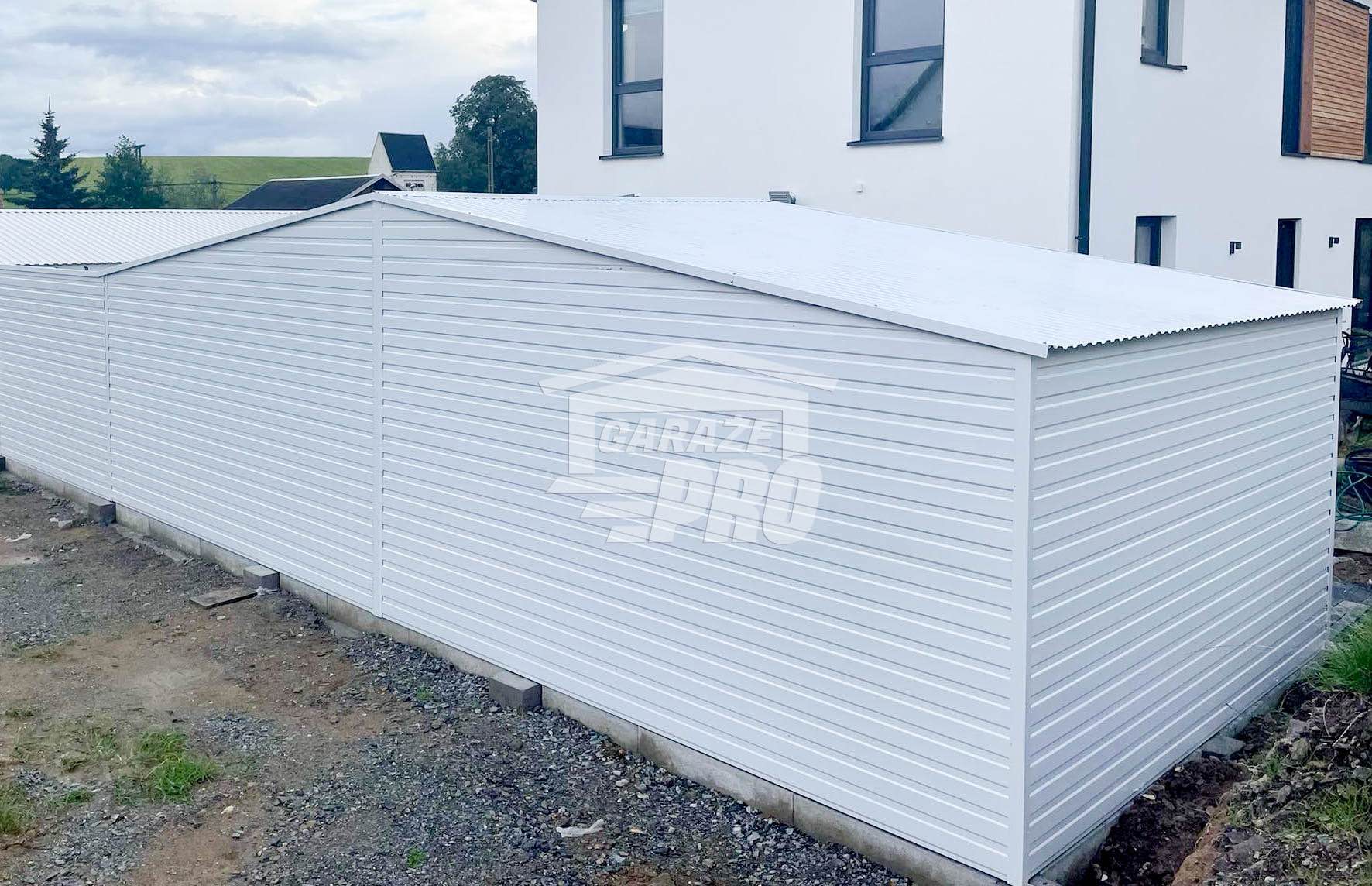 Garaż blaszany 8x4 drzwi  Biały + Antracyt  Dach dwuspadowy GP131 Turek - zdjęcie 6