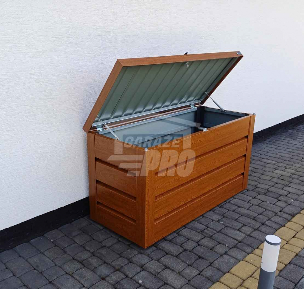 Skrzynia ogrodowa metalowa kufer 150x60x70cm  złoty dąb GP526 Gdynia - zdjęcie 7
