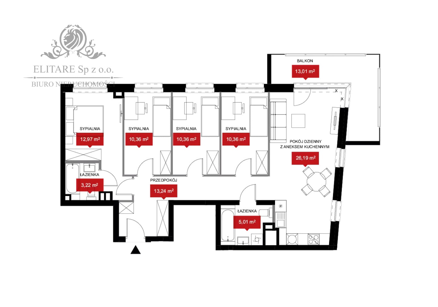 Apartament 91,91m2, 5 pokojowe z balkonem 13,01m2/ widok na rzekę Wrocław - zdjęcie 8