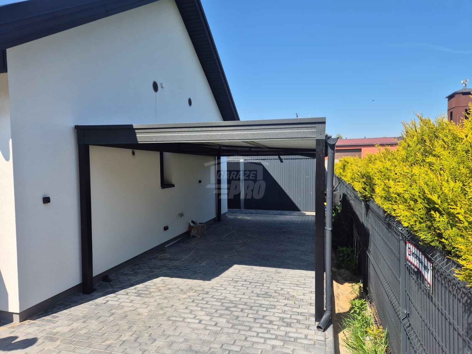 Wiata samochodowa - Carport 3x6m dach spad w bok  ukryty spadek GP720 Międzyrzecz - zdjęcie 2