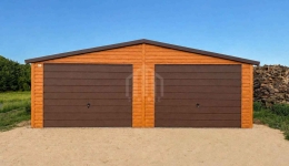 Garaż blaszany 7,5x6 m 2x brama uchylna  drewnopodobny dach SO215 Krynica-Zdrój - zdjęcie 3