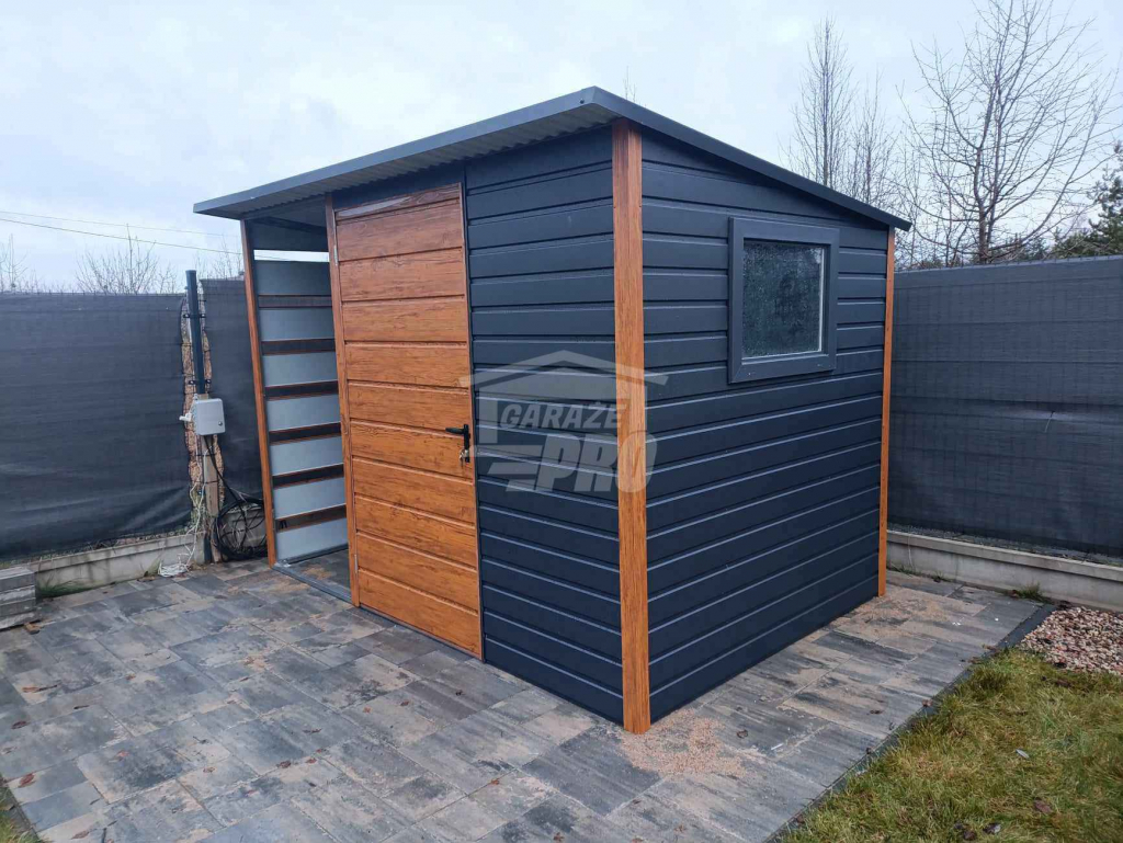 Schowek - domek ogrodowy 2x2m + wiata 1m - Drzwi - okno  dach  GP516 Otwock - zdjęcie 4