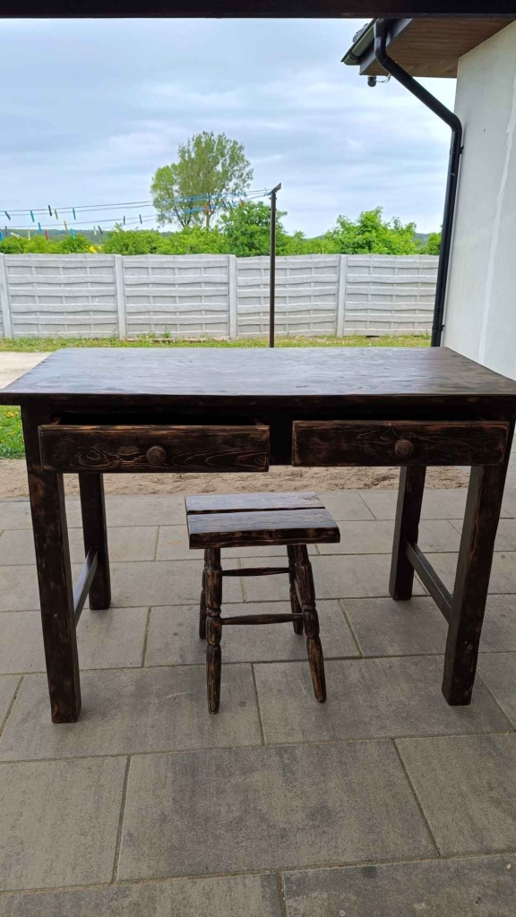 Stół kuchenny plus taboret PRL Młodocin - zdjęcie 8