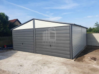Garaż Blaszany 6x6 - 2x Brama - Antracyt + Biały dach dwuspadowy ID449 Cieszyn - zdjęcie 2
