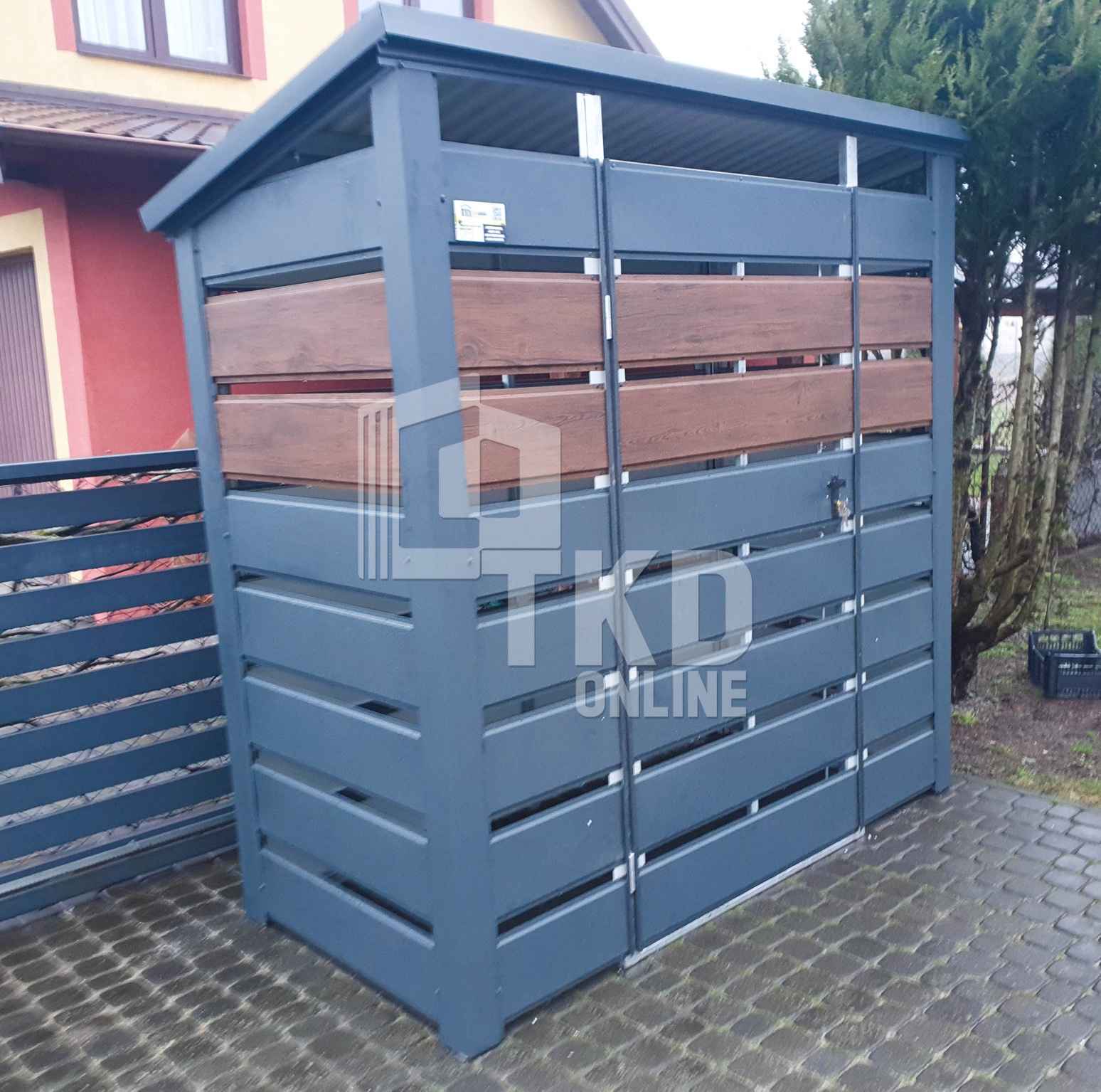 Wiata śmietnikowa 1,5x0,7m Antracyt Schowek ogrodowy na śmieci TKD202 Kalisz - zdjęcie 2