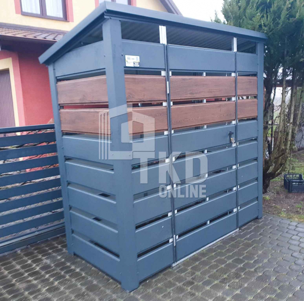 Wiata śmietnikowa 1,5x0,7m Antracyt Schowek ogrodowy na śmieci TKD202 Kalisz - zdjęcie 2