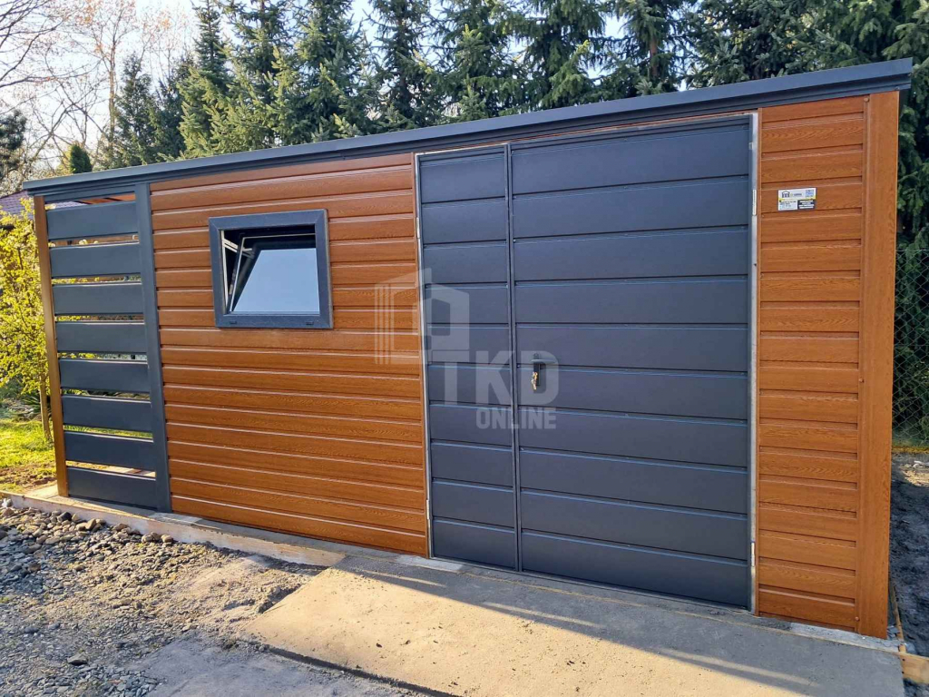 Schowek - domek ogrodowy 4x2,5m + wiata 1m  brama okno dach  TKD390 Dobre Miasto - zdjęcie 4