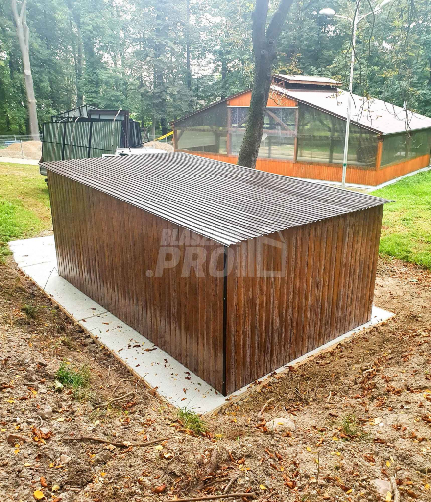 Garaż blaszany 3x6 Brama dwuskrzydłowa drewnopodobny spad w tył GP105 Rybnik - zdjęcie 3