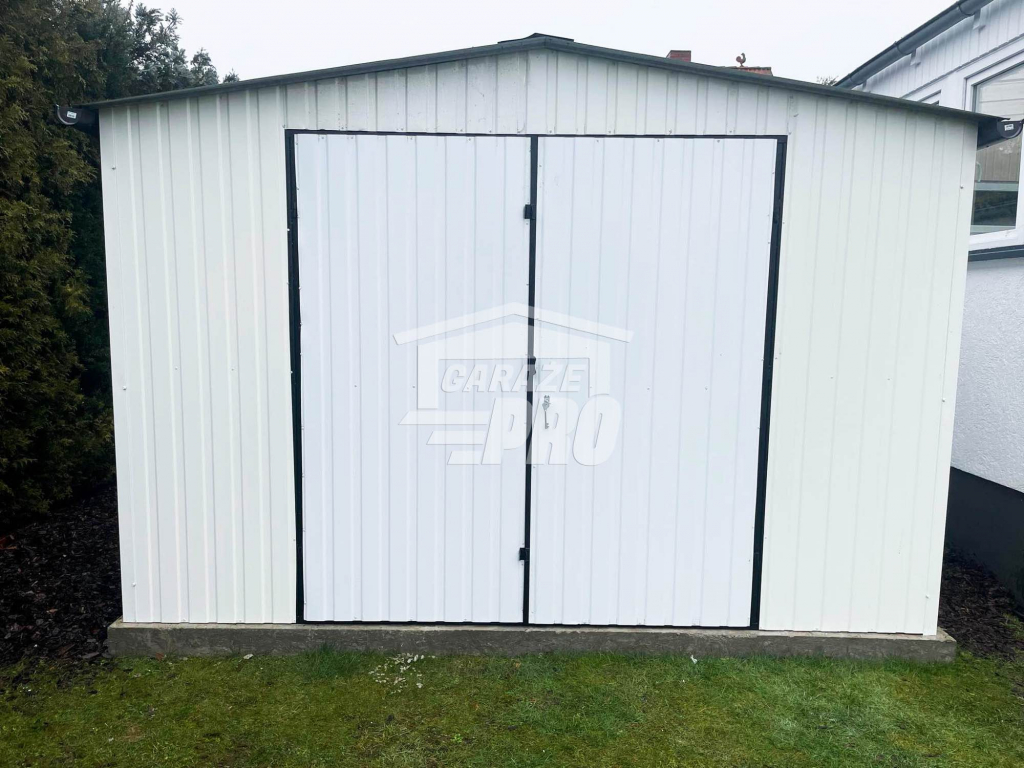 Garaż blaszany 4x6 Brama dwuskrzydłowa Biały  Dach dwuspadowy GP81 Gdańsk - zdjęcie 7