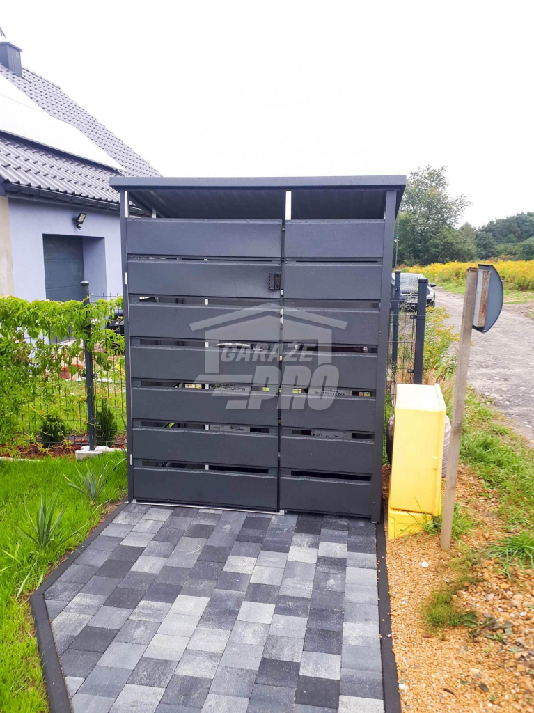 Wiata śmietnikowa spad tył 1,8x1m antracyt Schowek ogrodowy GP155 Stare Miasto - zdjęcie 3