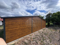 Garaż blaszany 9x5m - 2x brama uchylna - drzwi - jasny orzech SO109 Zielona Góra - zdjęcie 5