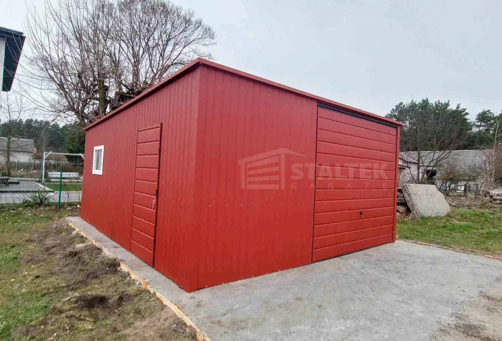 Garaż blaszany 6x6 - Brama uchylna - drzwi  dach ST114 Września - zdjęcie 4