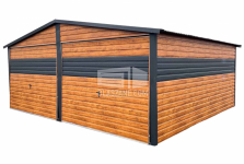 Garaż Blaszany 6x6 - 2x Brama uchylna Antracyt - drewnopodobny BL176 Grudziądz - zdjęcie 1