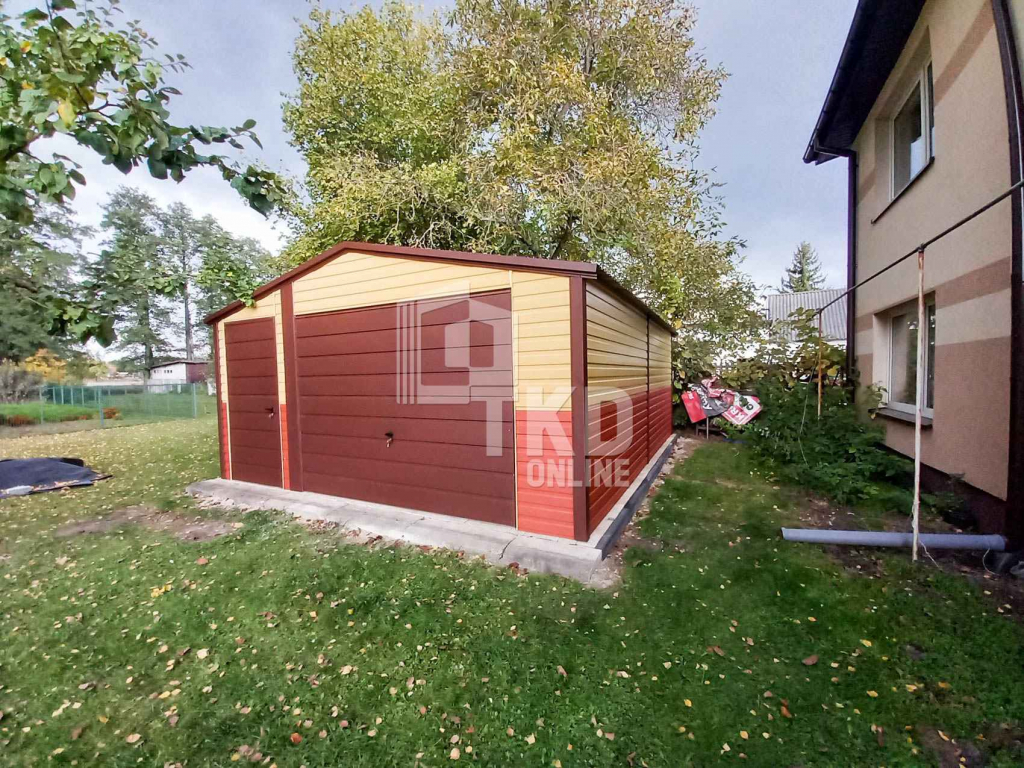 Garaż Blaszany 4,5x5 Brama - drzwi - Brąz + Cegła + Piasek  TKD122 Nowy Tomyśl - zdjęcie 5