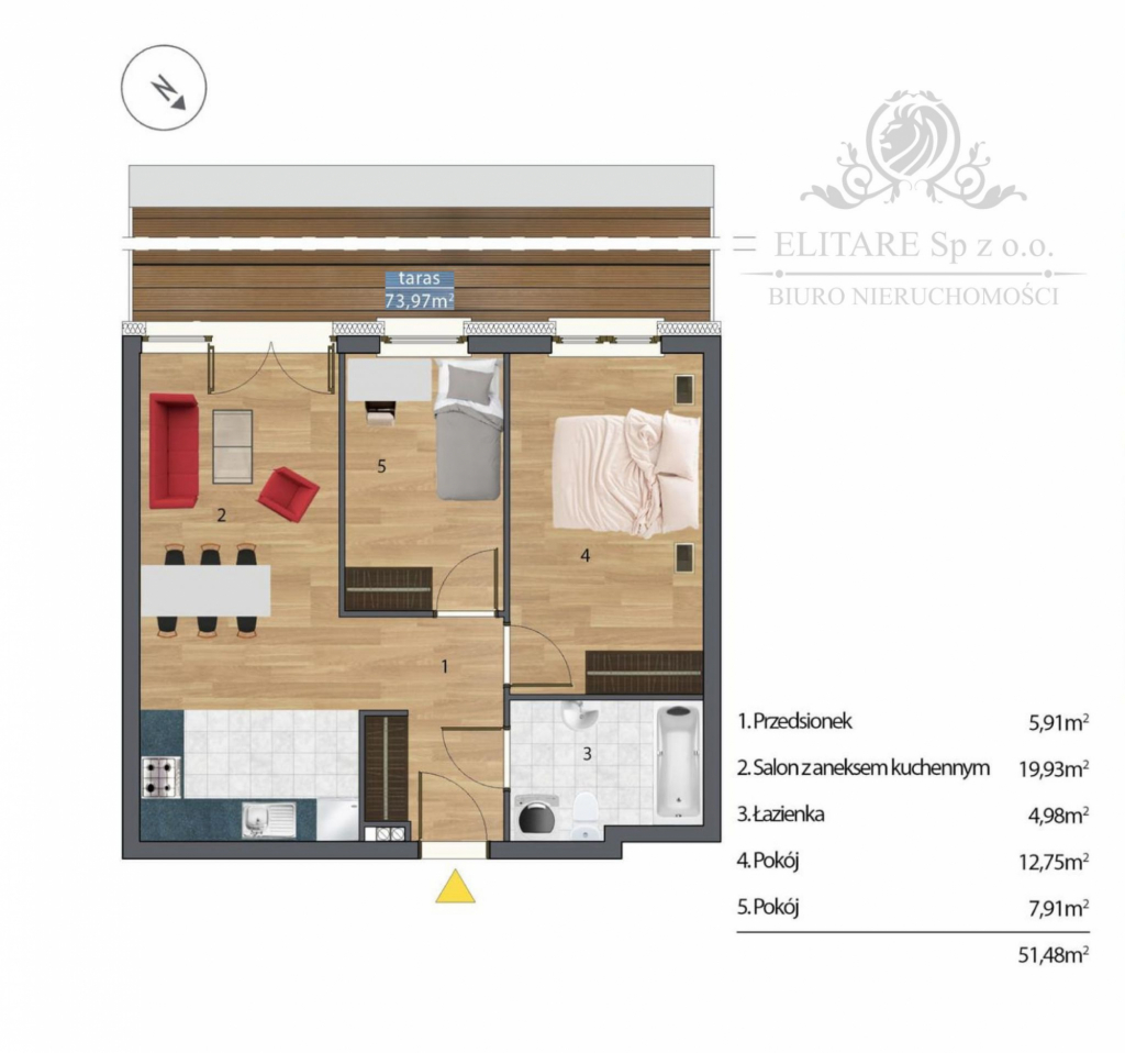Mieszkanie 51,48m2, 3 pokoje, ogrzewanie miejskie/ Huby, Wrocław Wrocław - zdjęcie 5