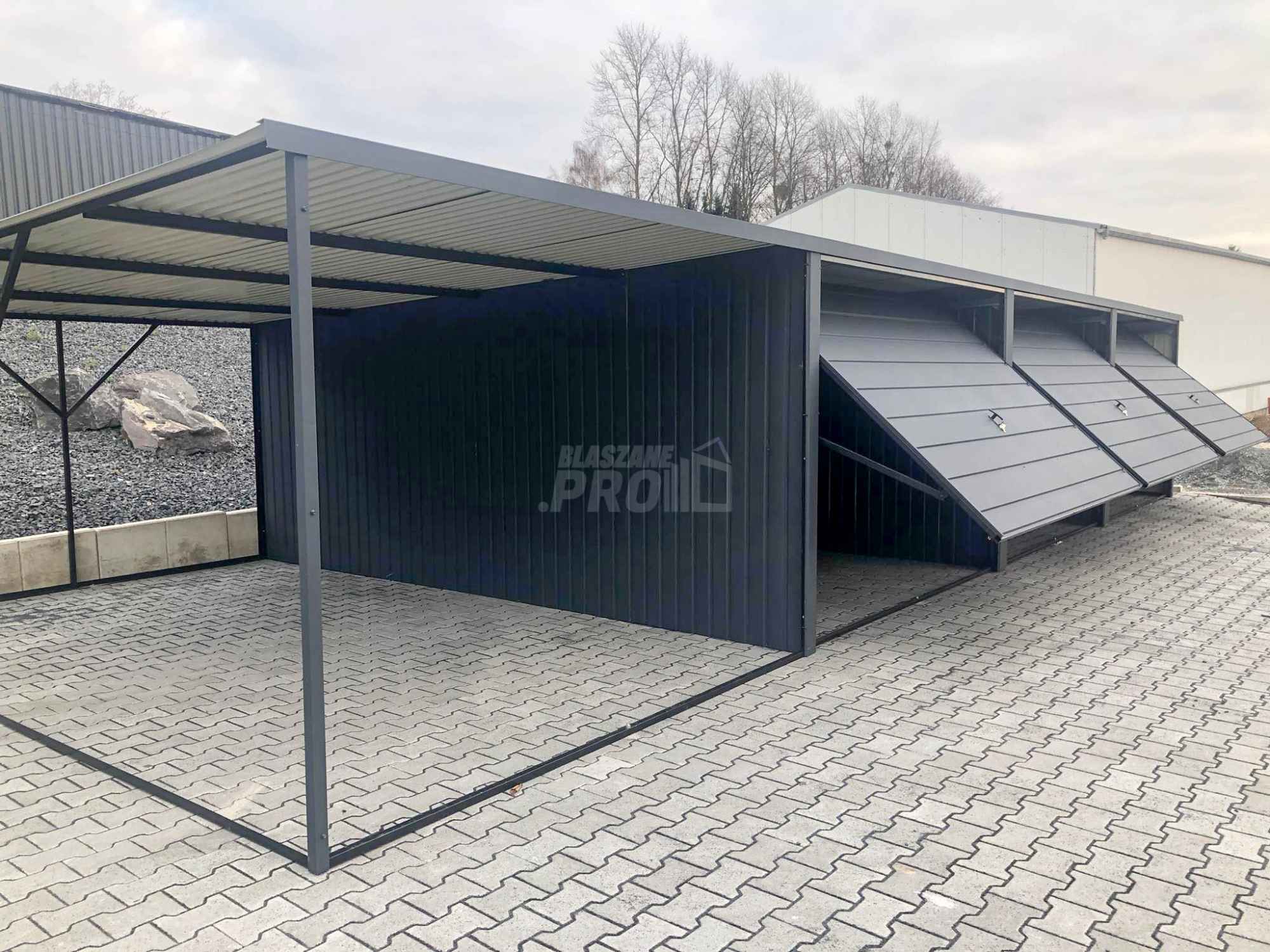 Garaż blaszany 9x6 + wiata 3x6 3x Brama uchylna spad w tył  GP162 Nowy Sącz - zdjęcie 6